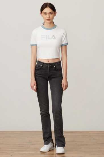 Fila Femme Tionne Crop Tee Wht/Lead Fila France KTD-723598